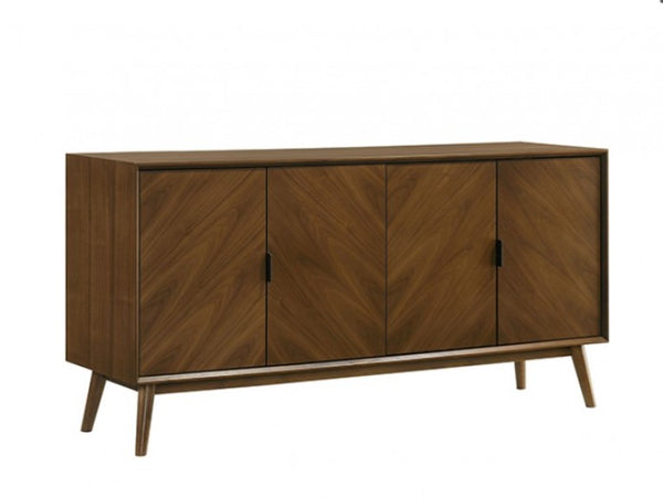 Wooden sideboard with four doors on a white background