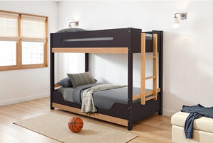 Nuester Contemporary Twin Twin Bunkbed Bunk bed in a room with a basketball on the floor