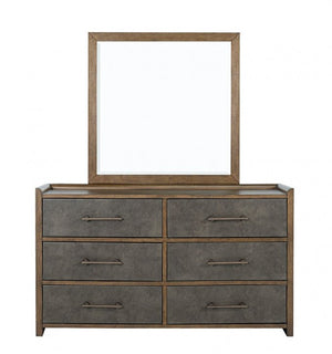 Nutone Dark Walnut Modern Dresser Dresser with six drawers and a mirror on a white background