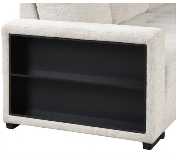 Oliver Sleeper Sectional Sofa White Finish Arm Storage