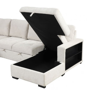 Oliver Sleeper Sectional Sofa White Finish  Storage