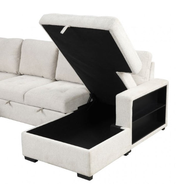 Oliver Sleeper Sectional Sofa White Finish  Storage