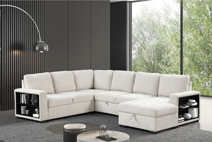 Oliver Sleeper Sectional Sofa White Finish