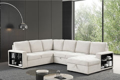 Oliver Sleeper Sectional Sofa White Finish