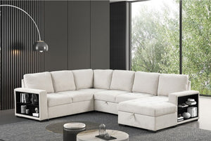 Oliver Sleeper Sectional Sofa White Finish