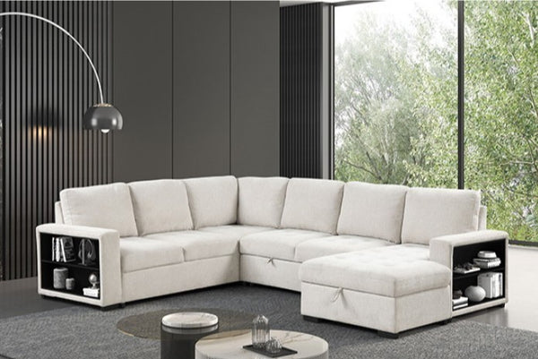 Oliver Sleeper Sectional Sofa White Finish