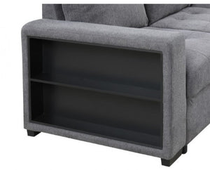 Oliver Sleeper Sectional Sofa Dark Gray Finish Arm Storage