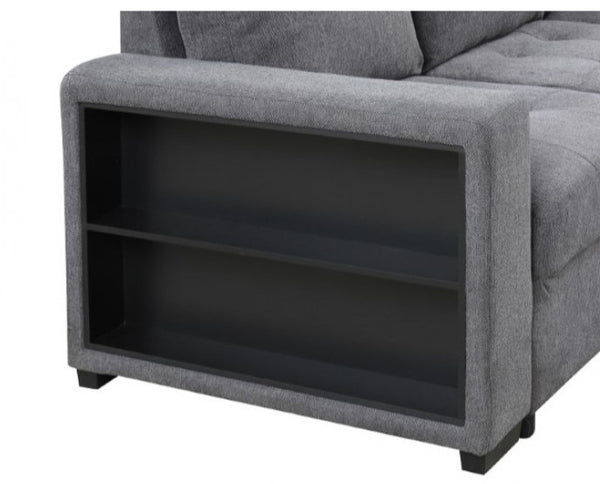 Oliver Sleeper Sectional Sofa Dark Gray Finish Arm Storage