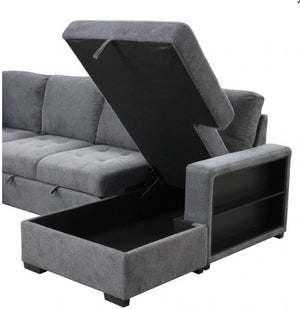 Oliver Sleeper Sectional Sofa Dark Gray Finish Storage