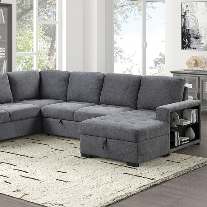 Oliver Sleeper Sectional Sofa Dark Gray Finish
