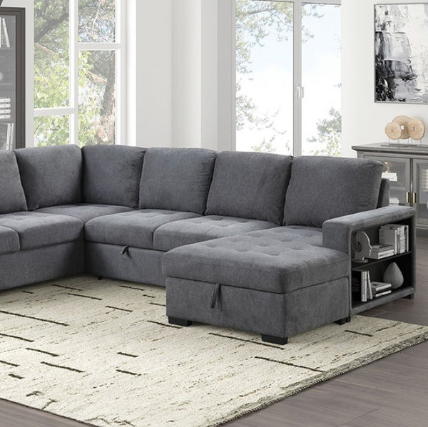 Oliver Sleeper Sectional Sofa Dark Gray Finish Style