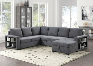 Oliver Sleeper Sectional Sofa Dark Gray Finish