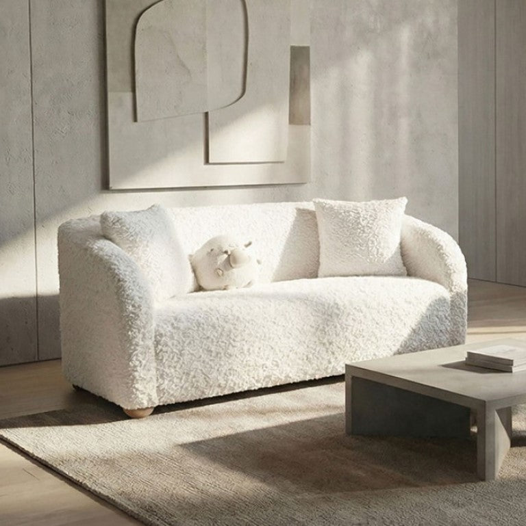 Oribel Contemporary Brown Curved Loveseat