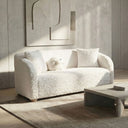 Oribel Contemporary White Curved Loveseat
