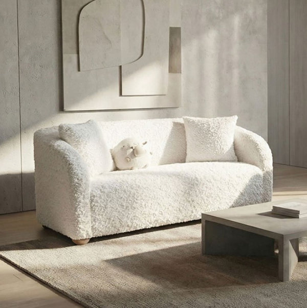 Oribel Contemporary White Curved Loveseat
