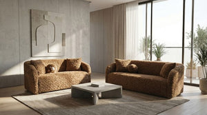 Oribel Contemporary Brown Curved Sofa set