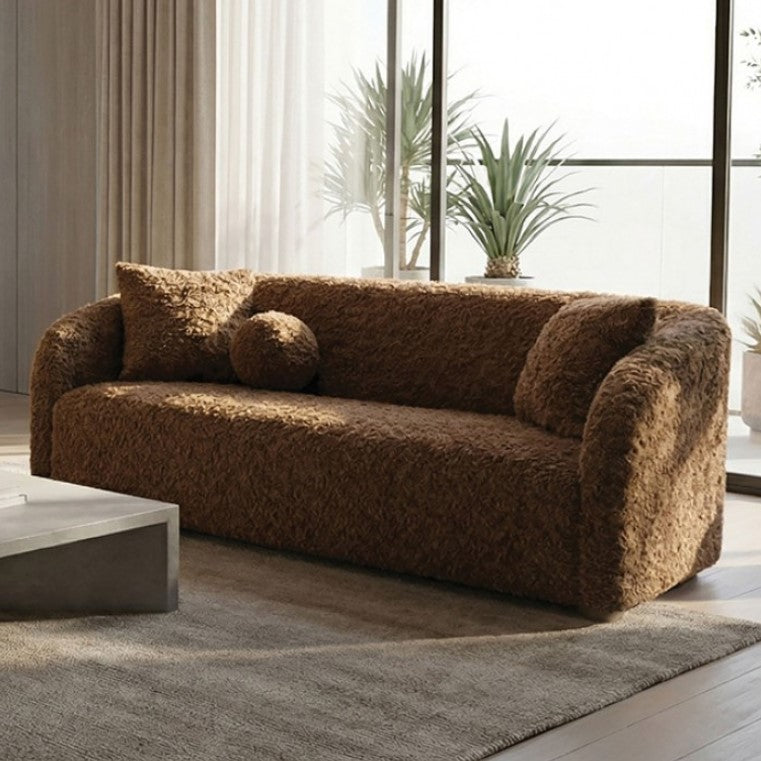 Oribel Contemporary Brown Curved Sofa