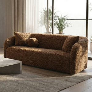Oribel Contemporary Brown Curved Sofa