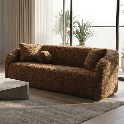 Oribel Contemporary Brown Curved Sofa