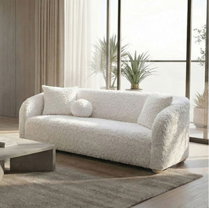 Oribel Contemporary White Curved Sofa