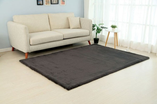 Patricia Power Loomed Modern Charcoal Area Rug Style
 with sofa