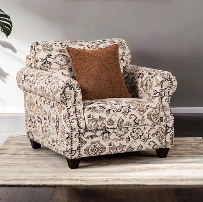 Peggie Polyester Taupe Fabric Upholstered Chair