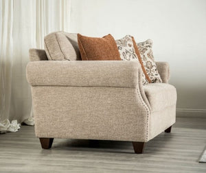 Peggie Polyester Taupe Fabric Upholstered Sofa Side
