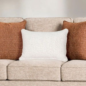 Peggie Polyester Taupe Fabric Upholstered Sofa Pillow white