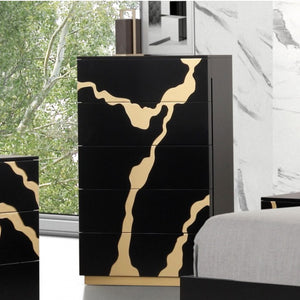 Primeberg Modern Black Gold Pattern Chest