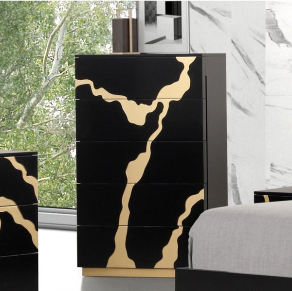 Primeberg Modern Black Gold Pattern Chest