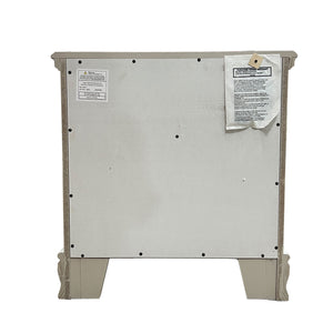 Primrose Gray Nightstand with Floral Accent Beehive body with labels on a white background