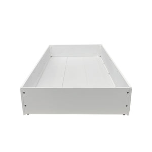 Primrose White Twin Bed Frame with Floral Accent White wooden bed frame on a white background