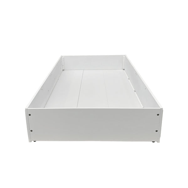 Primrose White Twin Bed Frame with Floral Accent White wooden bed frame on a white background