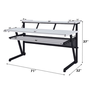 Primtone Black White Music Production Desk Measurement chart of a desk with dimensions labeled