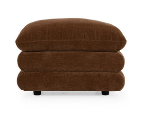 Prinkett Modular Corner Brown Fabric Ottoman A three-tiered brown upholstered ottoman with a textured fabric and small black feet, shown against a plain white background.