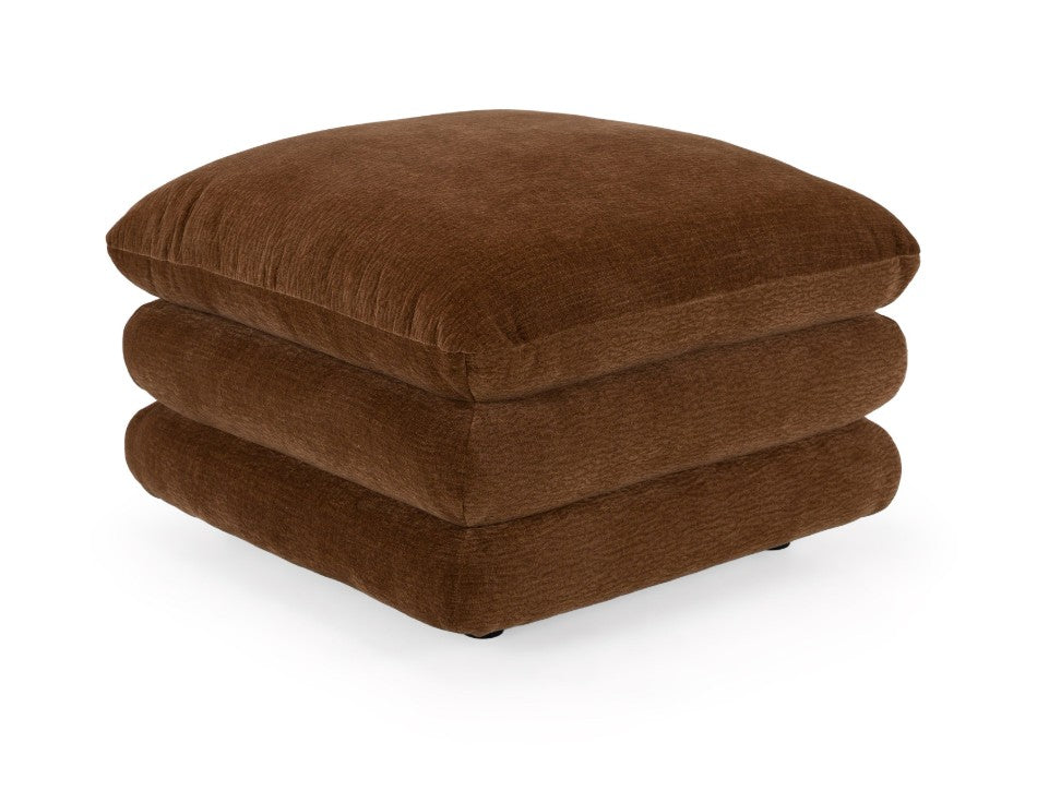 Prinkett Modular Corner Brown Fabric Ottoman
