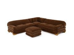 Prinkett Modular Corner Brown Fabric Ottoman