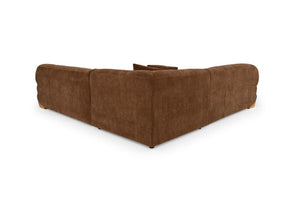 Prinkett Modular Corner Brown Fabric Sectional Sofa A brown upholstered sectional sofa corner module with a textured fabric, shown from a three-quarters angle on a plain white background.