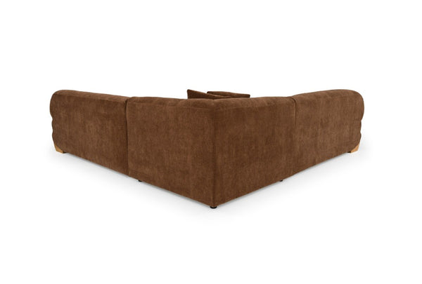 Prinkett Modular Corner Brown Fabric Sectional Sofa A brown upholstered sectional sofa corner module with a textured fabric, shown from a three-quarters angle on a plain white background.