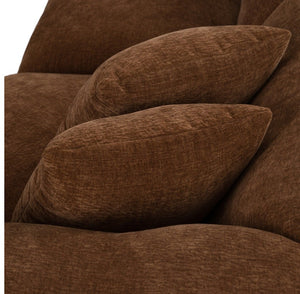 Prinkett Modular Corner Brown Fabric Sectional Sofa Close-up of brown textured throw pillows on a matching upholstered sofa, showing the fabric weave and cushion shapes.