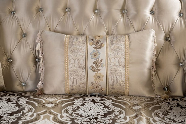 Prisya Traditional Dark Cherry Beige Fabric Sofa Decorative pillow with floral patterns on a patterned surface