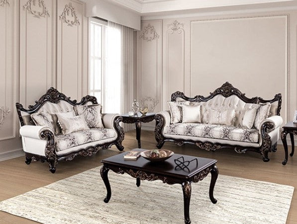 Prisya Traditional Dark Cherry Beige Fabric Chair
