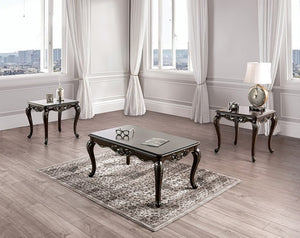 Prisya Traditional Solid Wood Coffee Table Set