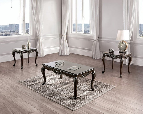 Prisya Traditional Solid Wood Coffee Table Set