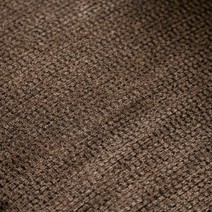 Priya Leatherette Fabric Button Tufted Sofa Close-up of brown textured fabric