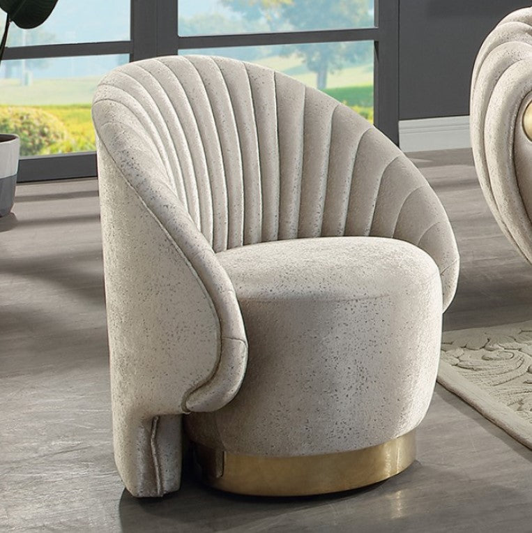 Raiden Glam Metallic Taupe Curved Chair