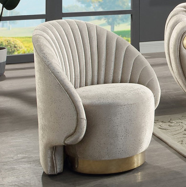 Raiden Glam Metallic Taupe Curved Chair