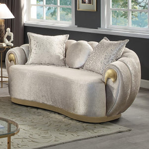 Raiden Glam Metallic Taupe Curved Loveseat