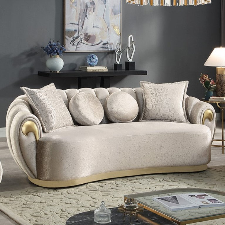 Raiden Glam Metallic Taupe Curved Sofa