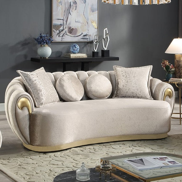 Raiden Glam Metallic Taupe Curved Sofa